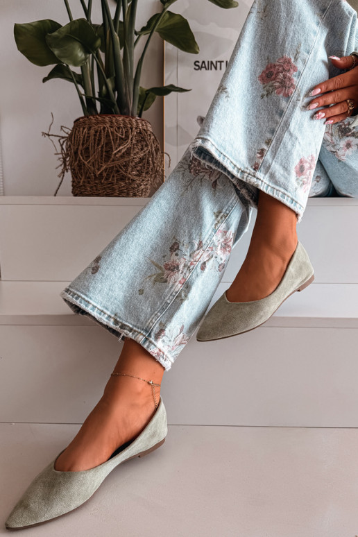 Ballerine isoscelein ecopelle scamosciatau colore verde Lelisa