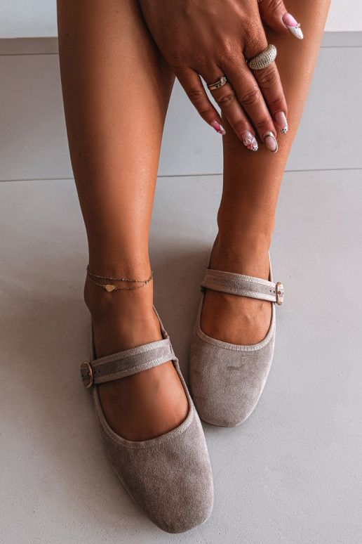 Ballerine con cinghie I Złotą con fibbie beige Kelisa