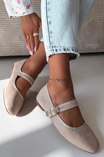 Ballerine con cinghie I Złotą con fibbie colore avorio Kelisa