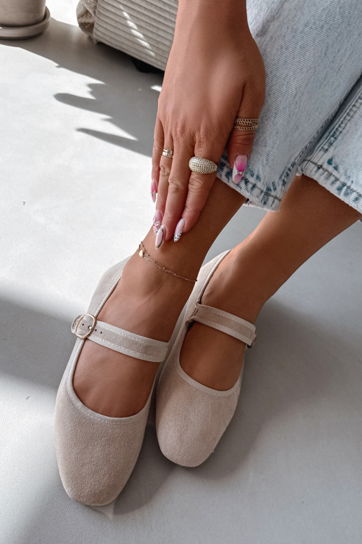 Ballerine con cinghie I Złotą con fibbie colore avorio Kelisa