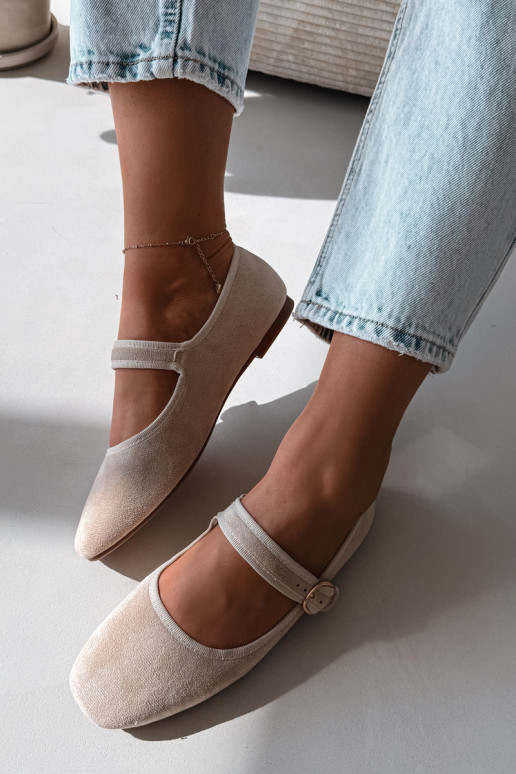 Ballerine con cinghie I Złotą con fibbie colore avorio Kelisa