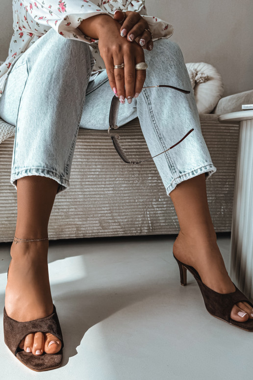 Pantofole da donna Abilitato Smukłym Obcasie CzekoladoAe Revina