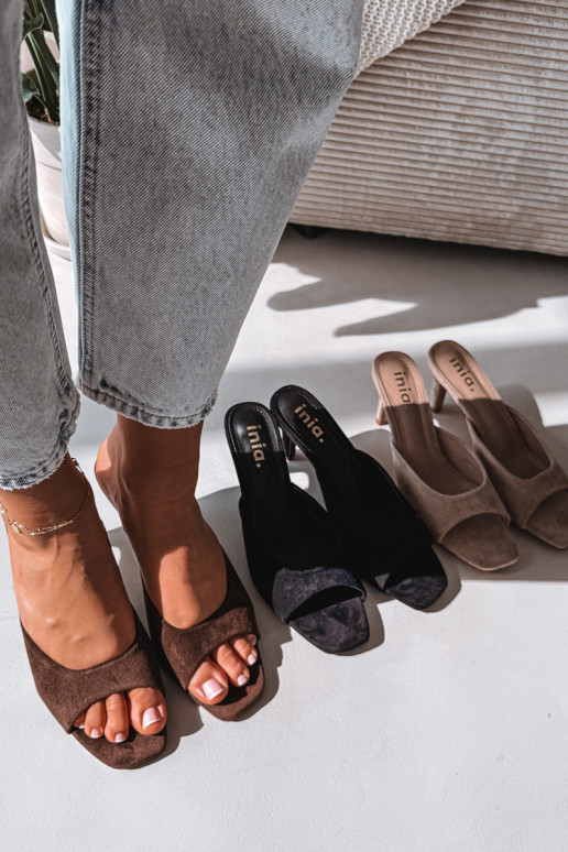 Pantofole da donna Abilitato Smukłym Obcasie CzekoladoAe Revina