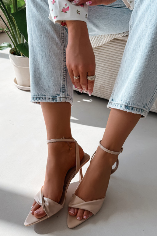 Sandali da donna con tacchi sottili in ecopelle beige Sedira