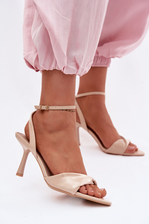 Sandali da donna con tacchi sottili in ecopelle beige Sedira