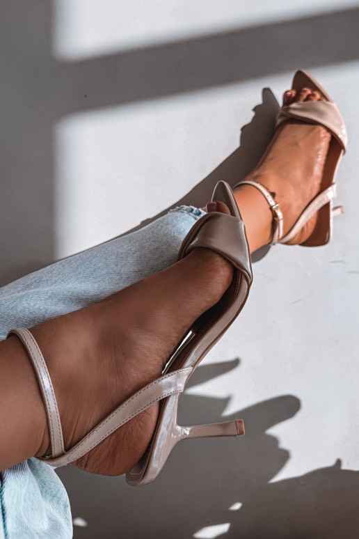 Sandali da donna con tacchi sottili in ecopelle beige Sedira