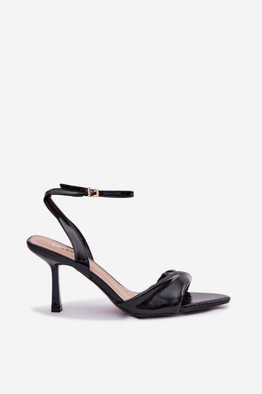 Sandali da donna con tacchi sottili in ecopelle colore nero Sedira