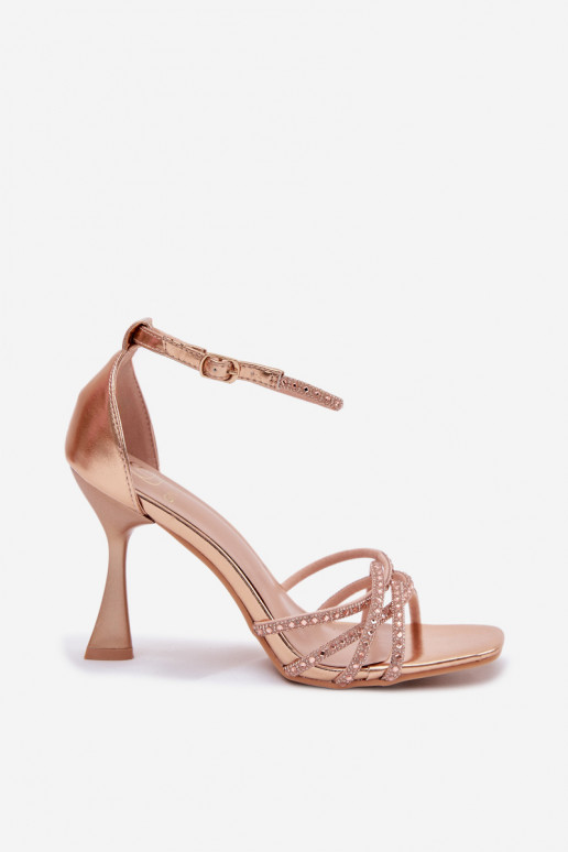 Sandali da donna con i tacchi con gli occhi lucenti Szampańskie Redira