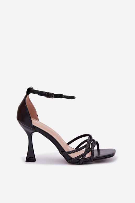 Sandali da donna con i tacchi con gli occhi lucenti colore nero Redira