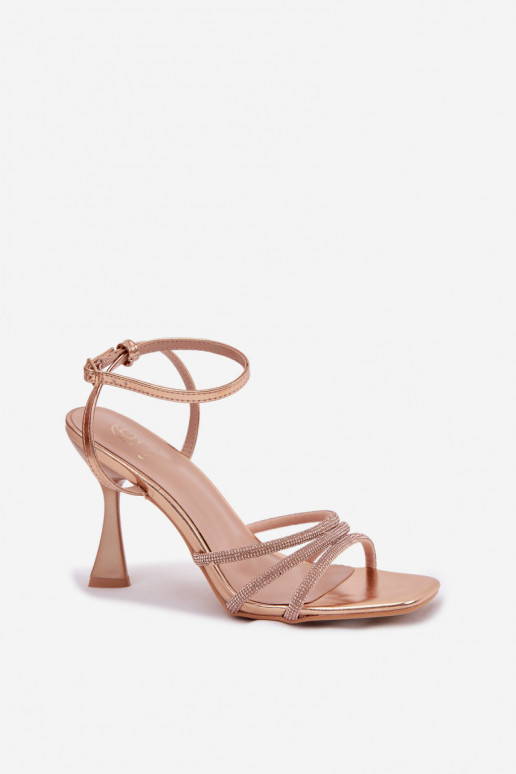 Sandali da donna con i tacchi Ze Zdobionymi Paskami Szampańskie Gedira