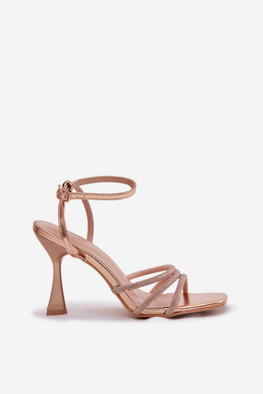 Sandali da donna con i tacchi Ze Zdobionymi Paskami Szampańskie Gedira