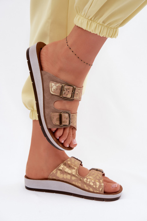 Pantofole da donna con fibbie Inblu CP000063 beige