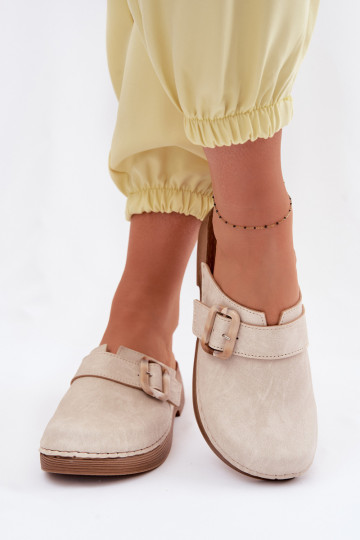 Zoccoli da donna con fibbie Inblu TF000003 color avorio 2