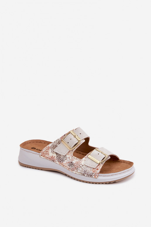 Pantofole da donna con fibbie Inblu SD000001 colore avorio