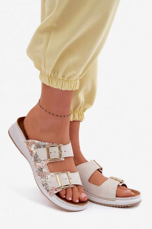 Pantofole da donna con fibbie Inblu SD000001 colore avorio