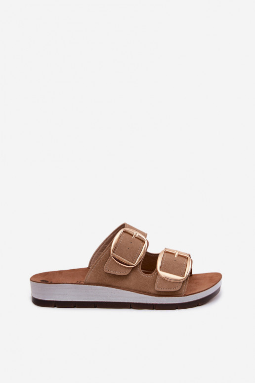 Pantofole da donna Ze colore doratomi con fibbiemi Inblu CP000061 colore marrone