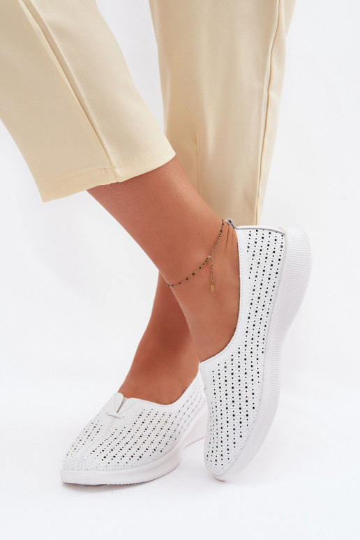 Pelle con elementi traforati scarpe Femminile Colore bianco Eliva