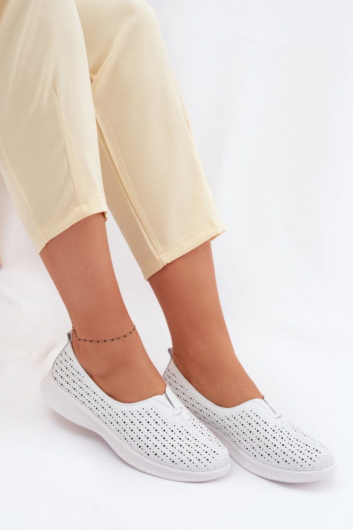 Pelle con elementi traforati scarpe Femminile Colore bianco Eliva