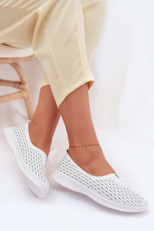 Pelle con elementi traforati scarpe Femminile Colore bianco Eliva