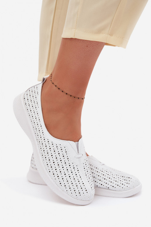 Pelle con elementi traforati scarpe Femminile Colore bianco Eliva