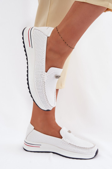 mocassini da donnaAbilitatoturalnej Skóry Colore bianco Demela