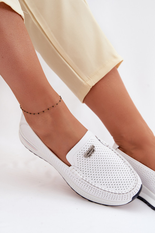 mocassini da donnaAbilitatoturalnej Skóry Colore bianco Demela