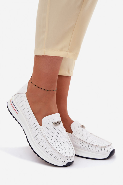 mocassini da donnaAbilitatoturalnej Skóry Colore bianco Demela