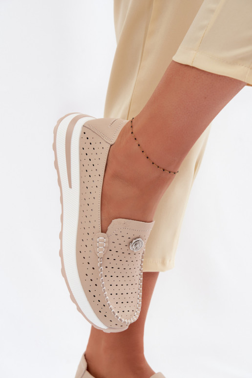con elementi traforati mocassini da donnaAbilitatoturalnej Skóry beige Kemela