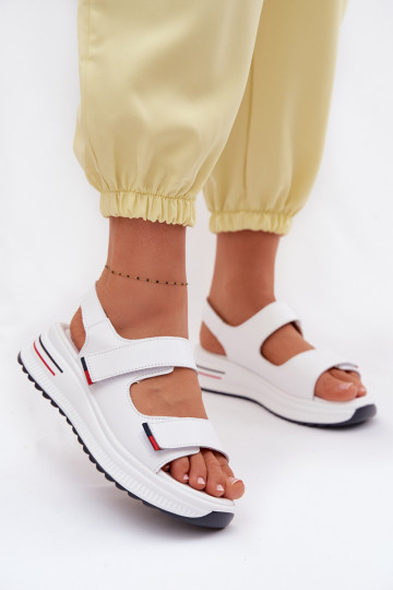 Sandali da donna con platform e chiusure adesive Jemela color bianco