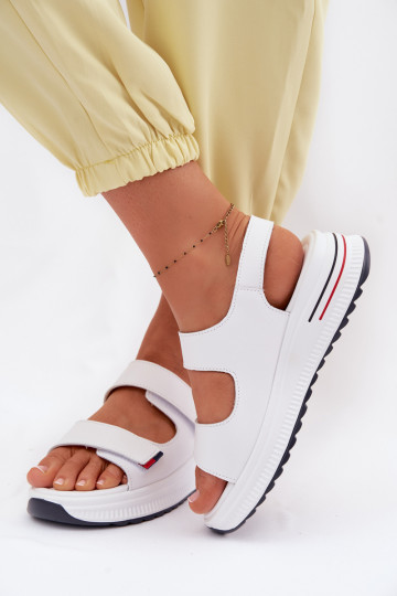 Sandali da donna con platform e chiusure adesive Jemela color bianco 2