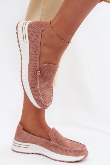 Mocassini in suede rosa per donna Pevina