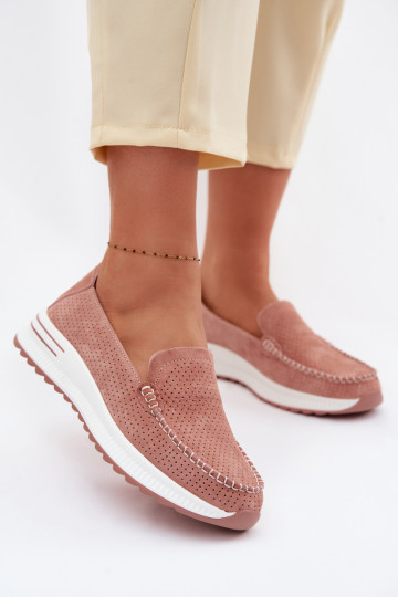 Mocassini in suede rosa per donna Pevina 2