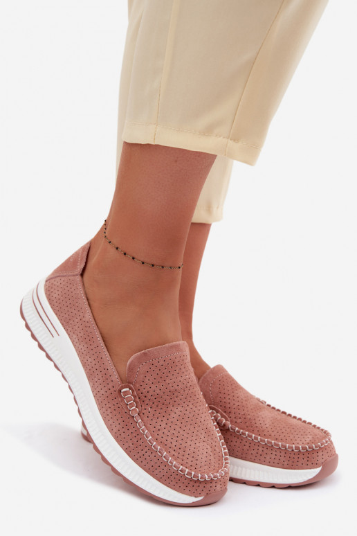 Mocassini in pelle scamosciata Femminile colore rosa Pevina