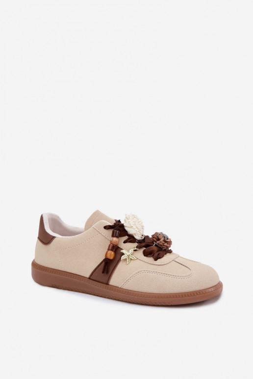 Scarpe modello sneakers Femminile con bellissimi dettagli beige Lelora