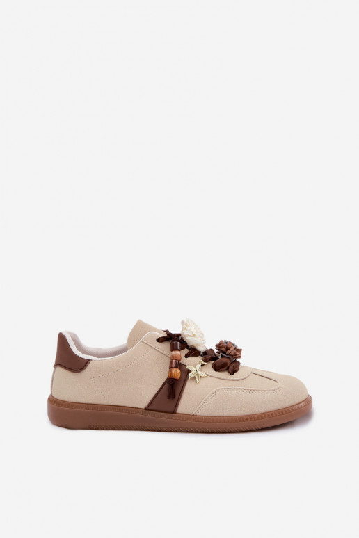 Scarpe modello sneakers Femminile con bellissimi dettagli beige Lelora