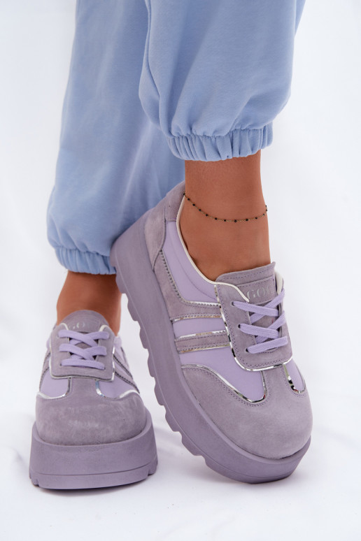 dalla pelle scamosciata Scarpe modello sneakers con una piattaforma GOE TT2N4054 Colore viola
