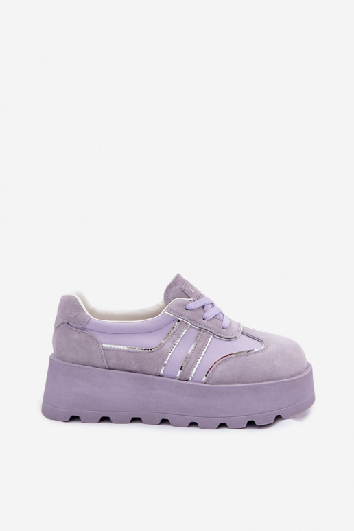 dalla pelle scamosciata Scarpe modello sneakers con una piattaforma GOE TT2N4054 Colore viola