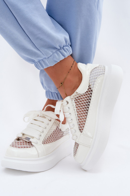 Pelle Scarpe modello sneakers Femminile Con decorazione GOE TT2N4010 Colore bianco