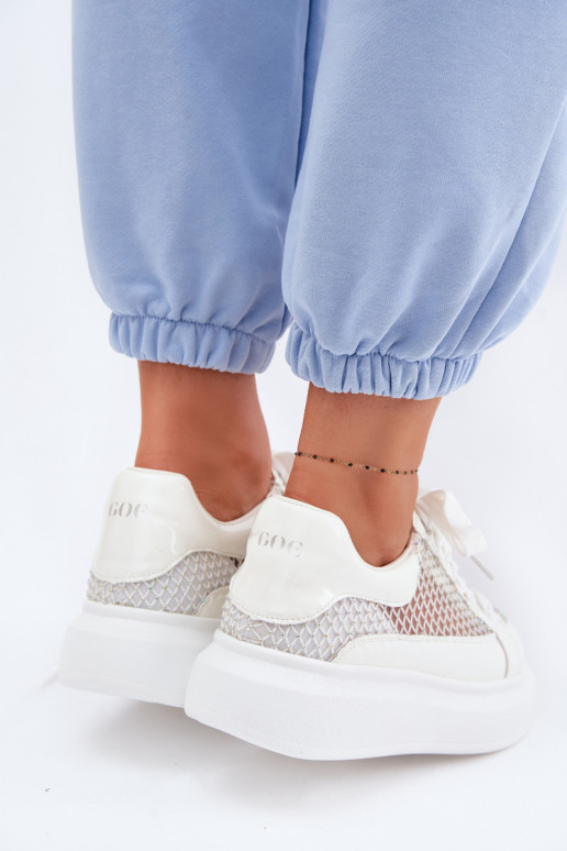 Pelle Scarpe modello sneakers Femminile Con decorazione GOE TT2N4010 Colore bianco