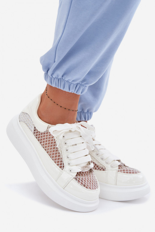 Pelle Scarpe modello sneakers Femminile Con decorazione GOE TT2N4010 Colore bianco