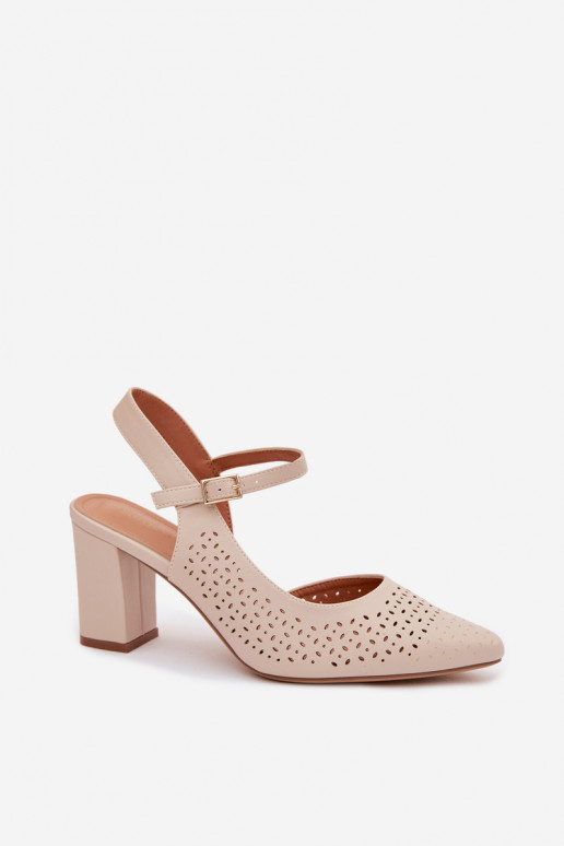 Sandali traforati con i tacchi Sergio Leone SK447 colore avorio