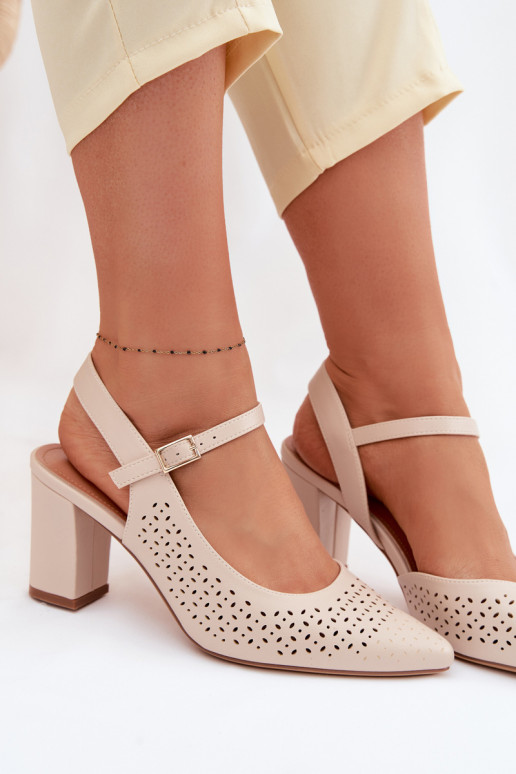 Sandali traforati con i tacchi Sergio Leone SK447 colore avorio