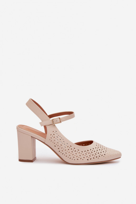 Sandali traforati con i tacchi Sergio Leone SK447 colore avorio