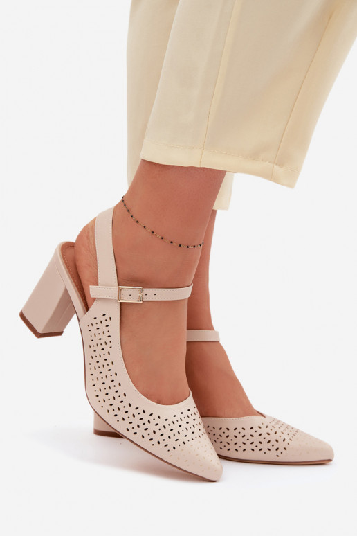 Sandali traforati con i tacchi Sergio Leone SK447 colore avorio