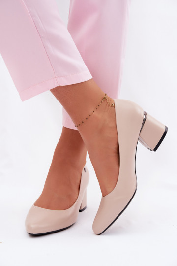 Scarpe con tacco color sabbia Vinceza 62292