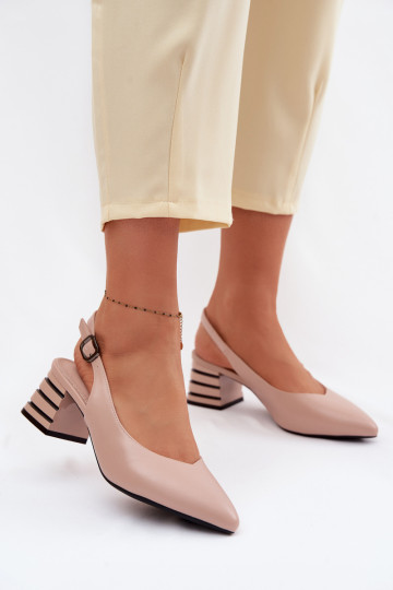 Sandali con tacco color sabbia per donna Vinceza 62285 2
