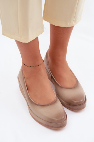 Scarpe in pelle color sabbia con platform per donna Vinceza 39987