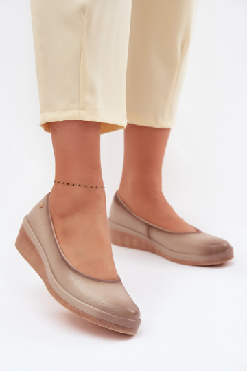 Scarpe in pelle color sabbia con platform per donna Vinceza 39987 2