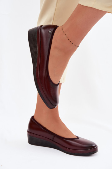 Scarpe in pelle color bordeaux con platform per donna Vinceza 39987