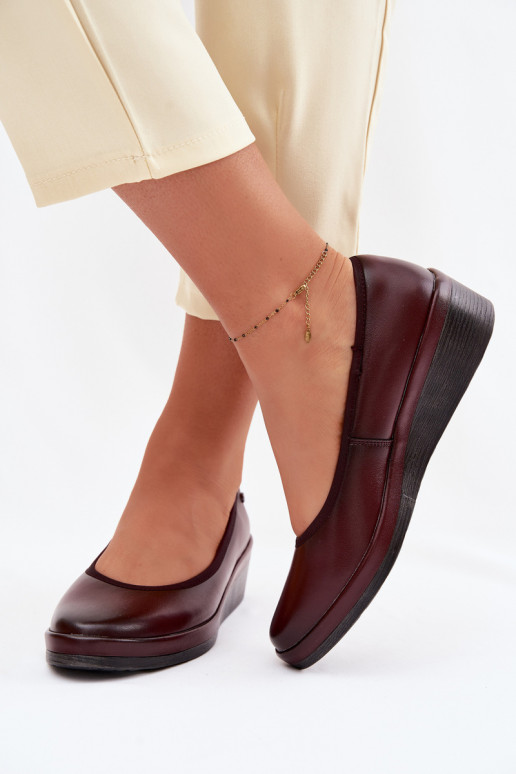 Pelle scarpe Femminile con una piattaforma Vinceza 39987 Borgogna